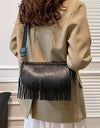 PU Leather Fringe Studded Crossbody Bag