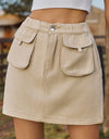 Pocketed Elastic Waist Denim Skirt