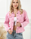 Pocketed Button Up Collared Neck Denim Jacket