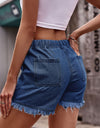 Drawstring Raw Hem Denim Shorts