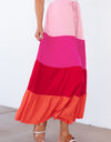 Color Block Tiered Maxi Skirt