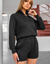 Half Button Sweatshirt and Shorts Active Set