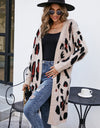 Leopard Open Front Cardigan with Pockets