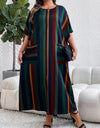 Plus Size Striped Maxi Dress with Pockets