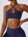 Cropped Halter Neck Sports Bra