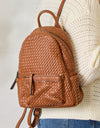 SHOMICO PU Leather Woven Backpack