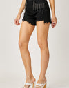 RISEN Frayed Hem Denim Shorts with Fringe Detail Pockets