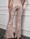 Double Take Sequin High Waist Flared Pants