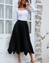 Frill Trim Pleated Elastic Waist Skirt