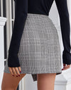 Plaid Buttoned Tulip Hem Mini Skirt