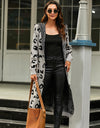 Leopard Hooded Cardigan with Pockets