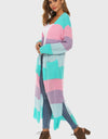 Color Block Long Sleeve Pocketed Cardigan