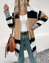 Color Block Open Front Drop Shoulder Cardigan