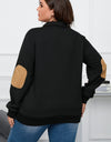 Plus Size Waffle-Knit Collared Neck Sweatshirt