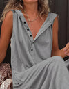 Full Size Half Button Sleeveless Jumpsuit