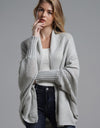 Dolman Sleeve Open Front Ribbed Trim Longline Cardigan