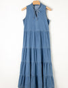 Tie Neck Sleeveless Denim Dress