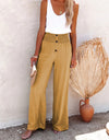 Full Size Decorative Button High Waist Pants