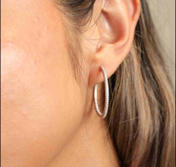 Adored Inlaid Moissanite 925 Sterling Silver Hoop Earrings