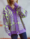 Abstract Pattern Button Down Cardigan