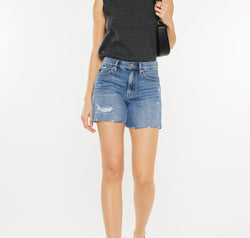 Kancan Distressed High Waist Denim Shorts