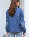 Button Up Dropped Shoulder Denim Jacket with Pockets