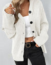 Drawstring Button Up Hooded Cardigan