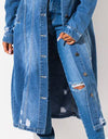 Long Sleeve Raw Hem Denim Jacket