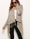 One-Button Tassel Tie Asymmetrical Hem Cardigan