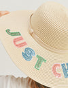 Fame Sequin Letter Graphic Wide Brim Straw Hat