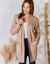 Hailey & Co Full Size Cable-Knit Pocketed Cardigan