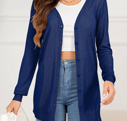 Button Down Slit Longline Cardigan
