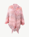 Multicolored Fringe Trim Poncho