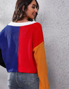 Color Block Ribbed Long Sleeve Cardigan