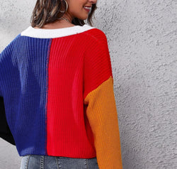Color Block Ribbed Long Sleeve Cardigan