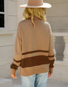 Angel Wings Two-Tone Long Sleeve Zip-Up Knit Top