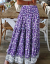 Full Size Tiered Printed Elastic Waist Skirt