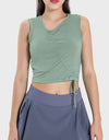 Drawstring Ruched Wide Strap Active Tank