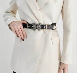 Double Buckle PU Leather Belt