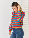 Striped Round Neck Long Sleeve Sweater