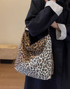 Leopard Contrast Adjustable Strap Shoulder Bag