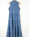 Tie Neck Sleeveless Denim Dress