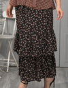 Plus Size Ditsy Floral Layered Maxi Skirt