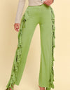 Fringe Trim Wide Leg Pants