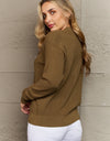 Zenana Kiss Me Tonight Full Size Button Down Cardigan in Olive