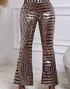 Sequin Striped High Waist Bootcut Pants