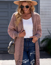 Woven Right Heathered Open Front Longline Cardigan