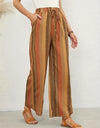 Full Size Drawstring Striped Wide Leg Pants