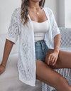 Openwork Open Front Half Sleeve Cardigan