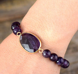Handmade Amethyst Beaded Bracelet